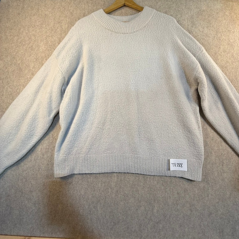 CALIA Womens Crew Neck Knit Sweater Light Blue Long Sleeve Pullover T0288‎